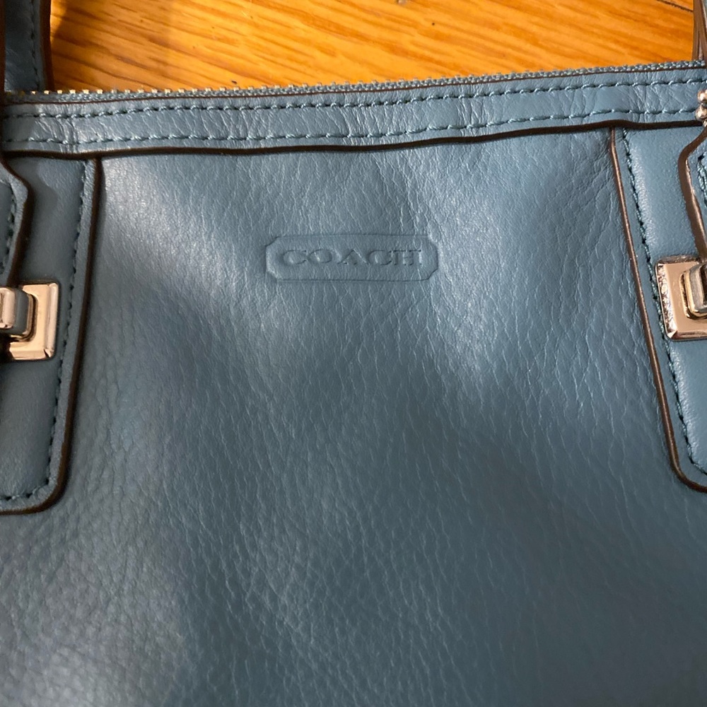 Blue Leather Coach Handbag - Picture 2 of 4
